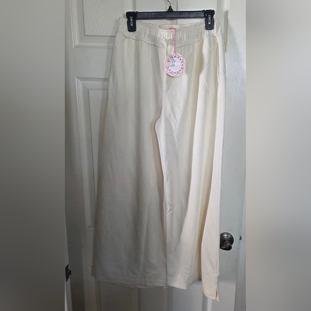NWT Umgee Ivory Pull On Wide Leg Lounge Pants Medium
